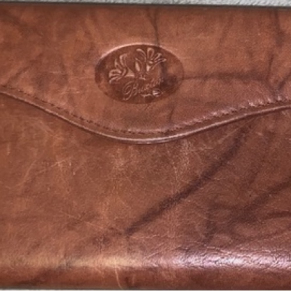 BUXTON Genuine High Grade Leather 8” Wallet w Checkbook Cover Marbled Brown EEUC - Picture 9 of 13